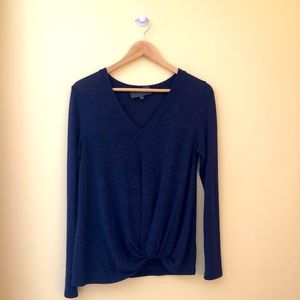 Evereve Sunday in Brooklyn purple front knot sweater